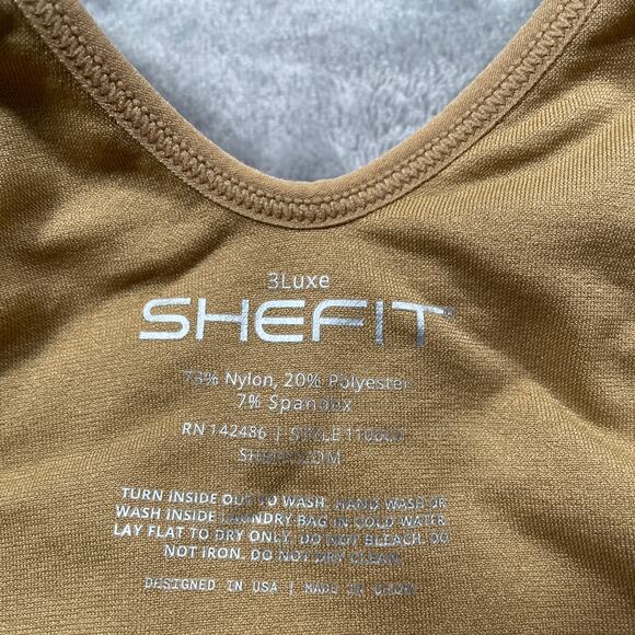 SheFit Lounge Bra Womens 3Luxe Tan Padded Front Zip Athleisure Wirefree - Picture 3 of 7